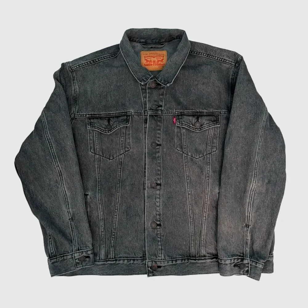 Levis Trucker Jacket Mens XXL Denim Jean Charcoal Wash Casual Western Streetwear